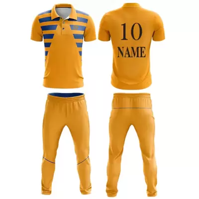 Golden Yellow & Navy Blue Cricket Uniform