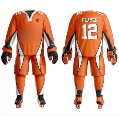 Orange & Black Ice Hockey Uniform